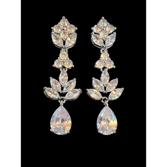 Arabella Bridal Jewelry - Large Teardrop Silver Earring